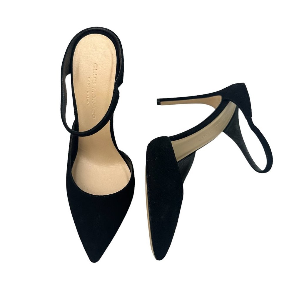 Club Monaco Saydee Pump Heels Black Velvet Slides Size EU 39.5 US 9.5 Women's
